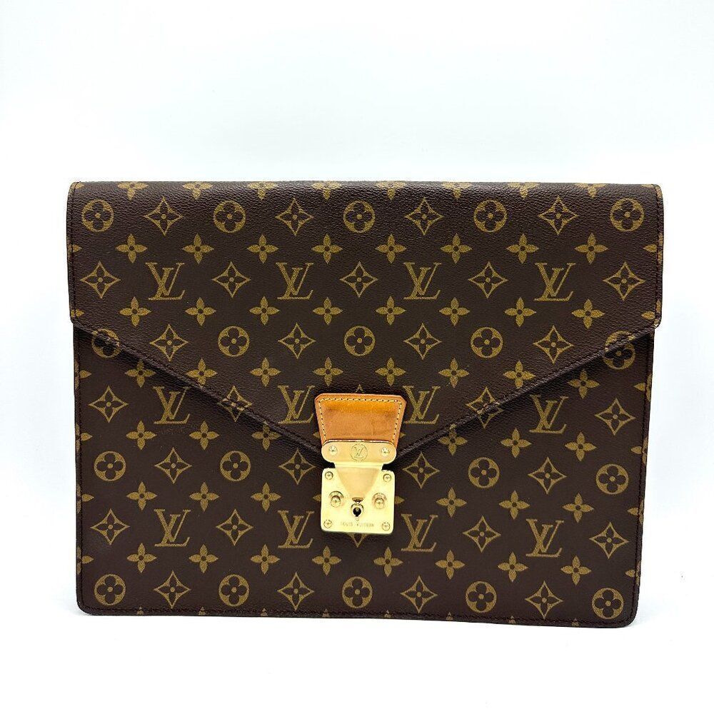 Louis Vuitton Porte Documents Monogram Senateur XL Flap Clutch